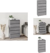 Bol.com vidaXL Ladekast - Ladekasten - Ladekastje - Ladekastjes - Ladekast 60x36x103 cm bewerkt hout grijs sonoma eikenkleurig aanbieding