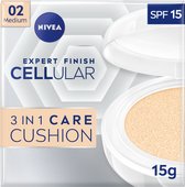 Bol.com NIVEA Expert Finish CELLular 3in1 Care Cushion Foundation - Gezichtsverzorging - Medium - SPF 15 - Met hyaluronzuur en c... aanbieding