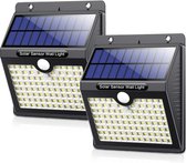 Auronic Solar Buitenlamp met Bewegingssensor - Tuinverlichting Op Zonne-energie - Wandlamp - 97 LED's - IP65 - 2 Stuks - Zwart