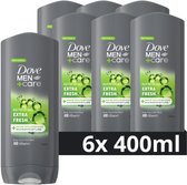 Bol.com Dove Men+Care Extra Fresh 3-in-1 Douchegel - 6 x 400 ml - Voordeelverpakking aanbieding