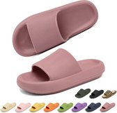 Geweo - Slippers Heren Dames - EVA Badslippers Unisex - Verdikte - Lichtgewicht - Super Zacht aan je Voeten - Anti-Slip en Stevig Voetbed - Anti-lawaai - Lotuswortel roze kleur - Maat 39/40