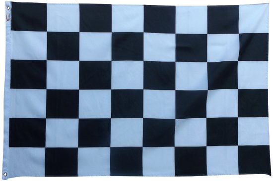 Trasal - zwart wit geblokte finish vlag - 150x90cm