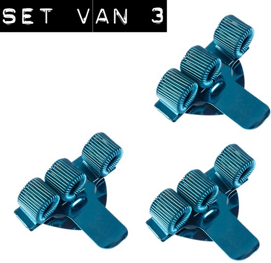 3 Pack Metalen Pennenhouder 3 Pennen - Penhouder - Clip - Uniform, Zorg, Borstzak, Clippenhouder, Penloop (Metal Blue)