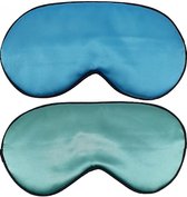 Bol.com Slaapmaskers Extra Zacht Satijn - 2 Stuks -Licht Blauw & Turquoise - Thuis - Slaapmasker - Verduisterend - Onderweg - Vl... aanbieding