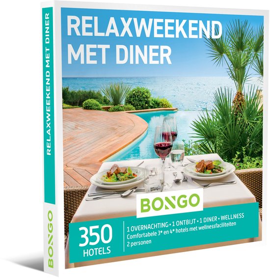 Bongo Bon - Relaxweekend met Diner Cadeaubon - Cadeaukaart cadeau voor man of vrouw | 350 hotels met wellnessfaciliteiten