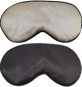 Bol.com Slaapmaskers Extra Zacht Satijn – 2 Stuks – Beige & Zwart - Thuis – Slaapmasker - Verduisterend - Onderweg - Vliegtuig -... aanbieding