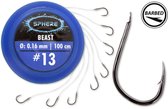 Browning Sphere Hooks To Nylon (8 pcs) Haak Beast Spade - Barbed 100cm - Maat : Haak 16 - 0.15mm