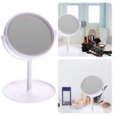 Bol.com Cheqo® LED Make-up Spiegel met Licht - Spiegelverlichting - Spiegel met LED - 16cm Diameter - Touch Aan-Uit Schakelaar -... aanbieding