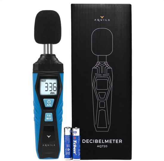 Aquila Digitale Decibelmeter voor Geluidsisolatie - Nauwkeurig 1.5 DB - Meter 30 tot 130 Decibel - Geluidsmeter - Incl Batterijen & E-book