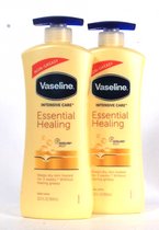 Bol.com Vaseline Essential Healing With Pump Body Lotion - 2 x 600 ml aanbieding