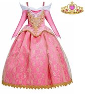 Robe de la Belle au Bois Dormant Robe de Princesse Royal Queen Deluxe 116-122 (120) Or Rose + Robe de Couronne Dress Up Dress Up Dress