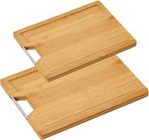 Bamboe houten snijplanken voordeel set 23 x 33 en 28 x 38 cm - 2 stuks in verschillende maten - Keuken spullen