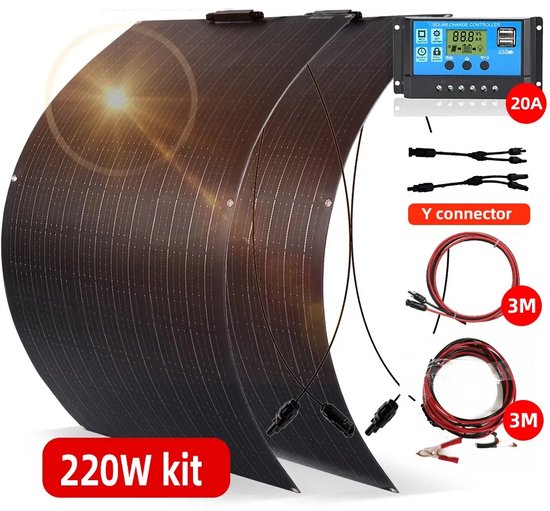 Panneau solaire 220W ETFE, cellule solaire monocristalline Flexible 1000W, chargeur de batterie 12V