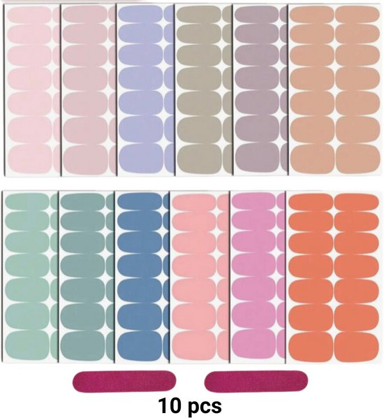 GUAPÀ® Nagelstickers & Nail wraps - Nail Art - Nagel Folie - Diverse kleuren Nail Wrap - 10 Vellen Nagelstickers Pastel | Nail Wraps Stickers | 10 Pastel nagel wrap stickers