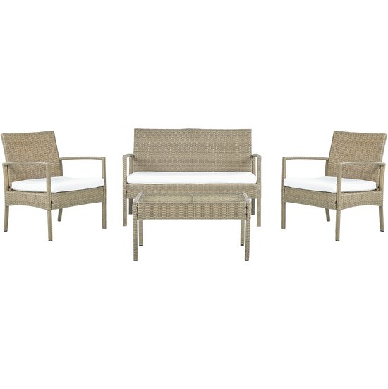 Beliani MARSALA - Loungeset voor 4 - Beige - PE rotan