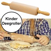 Kinder Deegroller rolstok met handvat - FSC® Beukenhout antikleef - 23x4.5x4.5 Cm - Deegrolstok kinderen - Rolgedeelte 11.5xØ4.5Cm