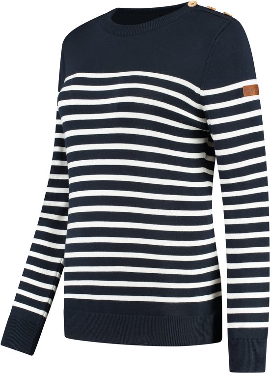 Travelin Jumper Vattern dun gebreide trui dames Blauw Wit gestreept bol
