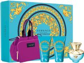 Bol.com Versace Dylan Turquoise pour Femme Giftset - 100 ml eau de toilette spray + showergel 100 ml + bodygel 100 ml + toiletta... aanbieding