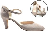 Stravers - Pumps met hak en bandje Maat 44 Grote Dames Maten Taupe Beige pump